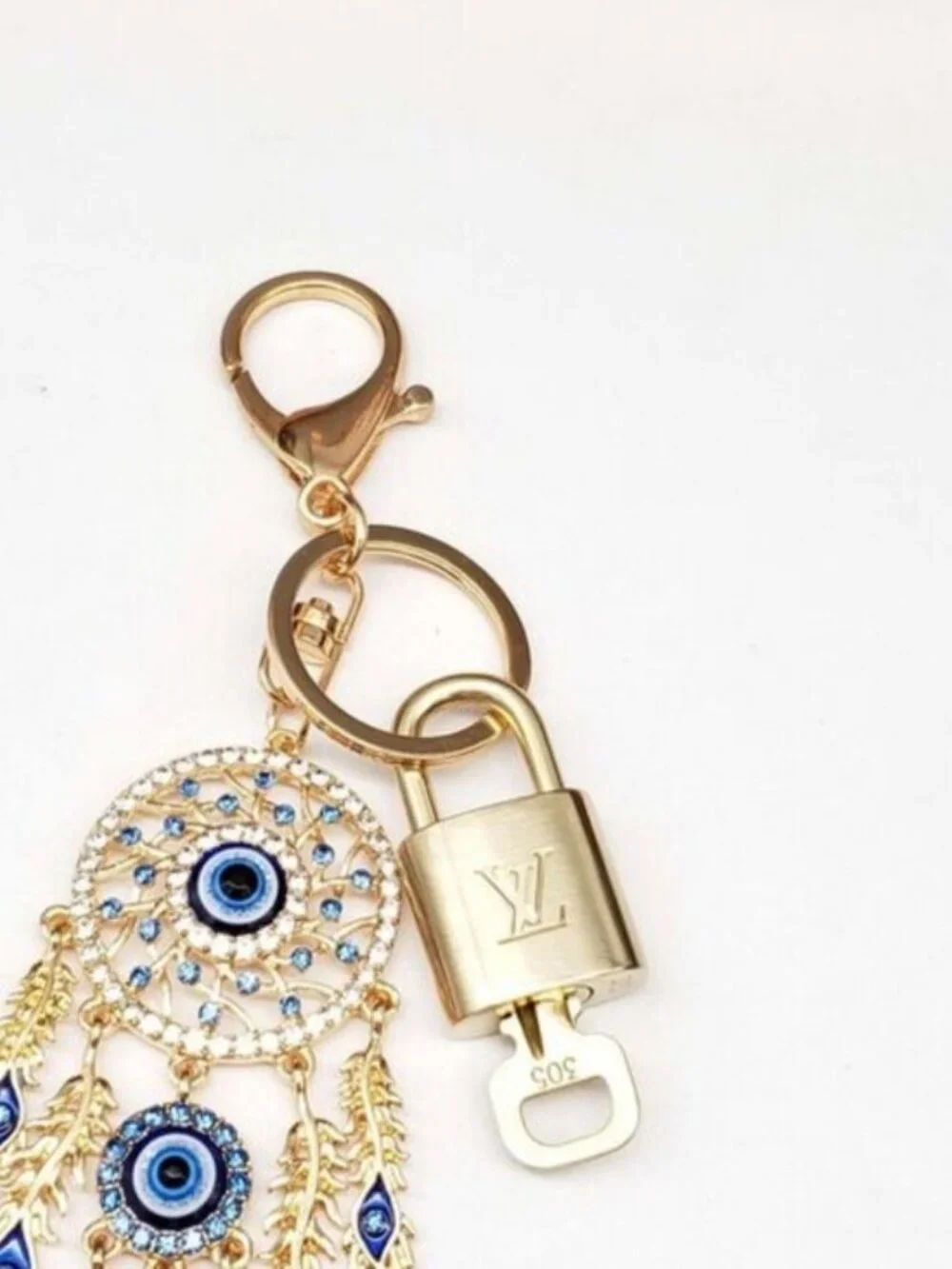 Authentic LV Gold Padlock & Key Set ✨ Luxury Bag Charm w/ Unbranded Keychain
